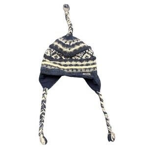 Everest Designs Hat Unisex OS Blue Wool Fair Isle Earflap Beanie Nepal Gorpcore